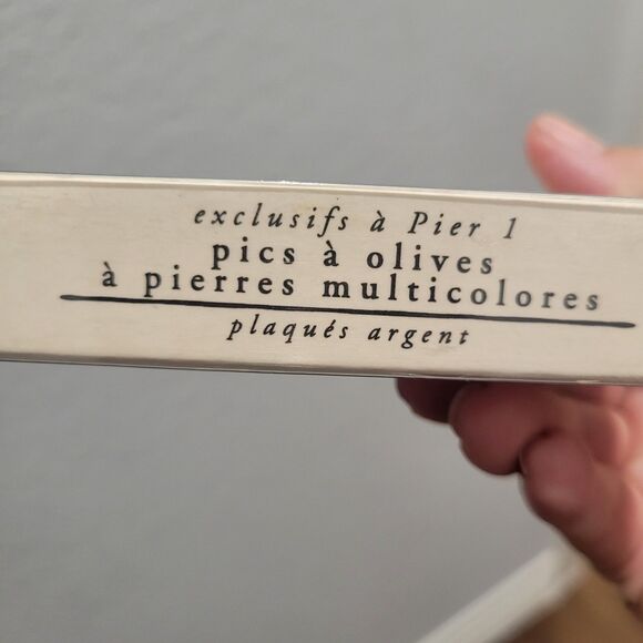 Vtg Pier 1 Exclusive Jeweled Silver Plated Olive Picks Jeweled Fancy Heavy Duty - Picture 3 of 8